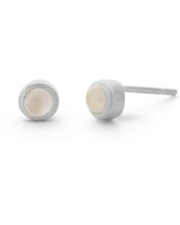 Nellou Jewellery - Moonstone Mini Gem Dot June Birthstone Earrings Sterling - Lyst