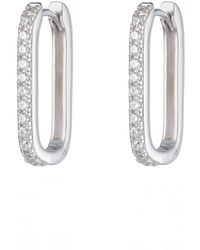 Scream Pretty - Oval Huggie Hoop Earrings With Clear Stones - Lyst