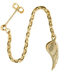 CarterGore Gold Wing Single Long Drop Earring - Metallic