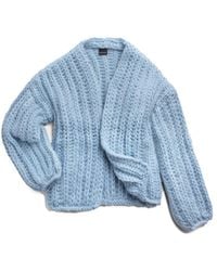 Saachi - Chunky Knit Oversized Sky Cardigan Sweater - Lyst