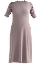 REISTOR - High Crew Neck Elbow Sleeves Fitted Dress - Lyst