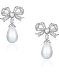 Santinni - Queen Bow & Pearl Drop Earrings - Lyst