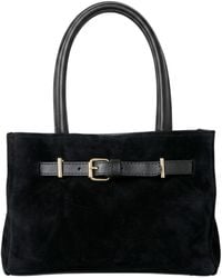 Harmain Leathers Ltd - The Suede East-West Buckle Tote Bag – Onyx - Lyst