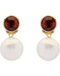 Emma Holland Jewellery - Burgundy Crystal & Coin Pearl Clip Earrings - Lyst