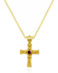 Unaloe - Harmony Cross Necklace With Ruby - Lyst