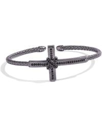 Ebru Jewelry - Diamond Cross Woven Oxidized Sterling Cuff Bracelet - Lyst