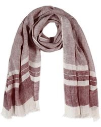 Heritagemoda - Neutrals Plum Horizon – Light Linen Scarf With Muted Plum Stripes - Lyst