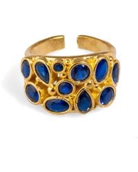 Ebru Jewelry - Teardrop Sapphire Stone & Adjustable Statement Ring - Lyst
