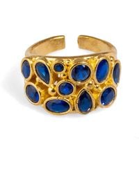 Ebru Jewelry - Teardrop Sapphire Stone & Adjustable Statement Ring - Lyst