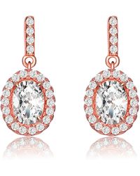 Genevive Jewelry - Rose Rose Plated With Clear Cubic Zirconia Dangle Earrings - Lyst