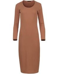 Conquista - Long Sleeve Round Neck Midi Dress - Lyst