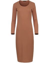 Conquista - Long Sleeve Round Neck Midi Dress - Lyst
