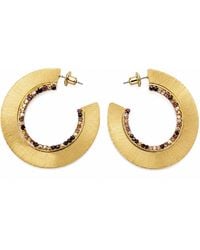 Rare Matters Jewelry - Brushed Metal Hoop Statement Earrings With Color Rhinestones - Lyst