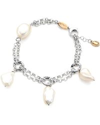 Unaloe - Sterling Double Chain Pearl Bracelet For – Elegant Statement Jewelry - Lyst