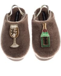 Laines London - Neutrals Flatform Cloud Closed Toe Slippers With Bubbles Darling Brooches - Lyst