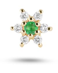 Zohreh - Diamond & Emerald Flower Flat Back Earring 9K - Lyst