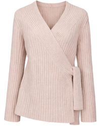 Nuvv Collection - Neutrals Side-Tie Wool Knit Sweater V Neck - Lyst
