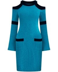 Why Mary - Serena Wool Knit Long Sleeve Cold Shoulder Dress - Lyst