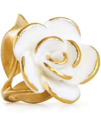 POPORCELAIN - Golden White Cloud Rose Cocktail Ring - Lyst