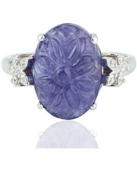 Artisan - White Gold Diamond Tanzanite Cocktail Ring Jewelry Gifts - Lyst