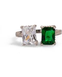 Ebru Jewelry - Emerald & Diamond Design Sterling Statement Ring - Lyst