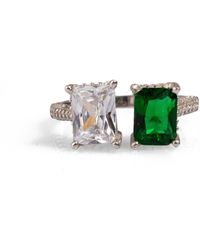 Ebru Jewelry - Emerald & Diamond Design Sterling Statement Ring - Lyst