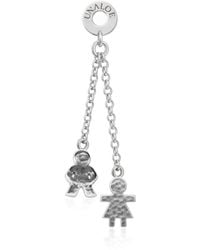 Unaloe - Sterling Hammered Double Chain Drop Earrings With Family Charms Jewelry For - Lyst