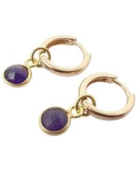 Harfi - Mini Amethyst February Birthstone Plated Huggies - Lyst
