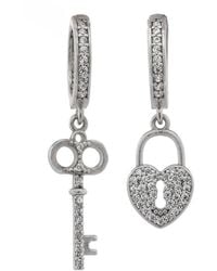 Ebru Jewelry - My Heart Is Yours Key & Heart Lock Diamond Earrings - Lyst