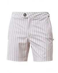 Vayla - Neutrals Long Length Mocha & Stripe Swim Shorts - Lyst