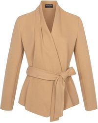 Marianna Déri - Wrap Jacket With Shawl Collar Sand - Lyst