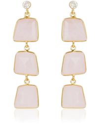 Rare Matters Jewelry - Prism Ladder Rose Quartz Triple Drop Earrings - Lyst