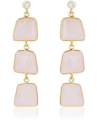 Rare Matters Jewelry - Prism Ladder Rose Quartz Triple Drop Earrings - Lyst