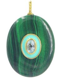 KAMARIA - Malachite Gemstone Pendant With Topaz - Lyst