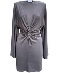 Imaatu - Eclipse Knot Front Extremely Deep V-Neck Sculpting Elastic Viscose Mini Dress Long Kimono Sleeves - Lyst