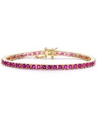 Genevive Jewelry - Genevive Sterling Plated With Ruby Cubic Zirconia Tennis Bracelet - Lyst