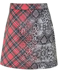 Lalipop Design - Leopard & Tartan Print Mini Skirt - Lyst