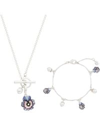 Fable England - Pansy & Pearl Toggle Necklace & Charm Bracelet Set - Lyst