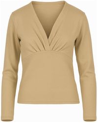 Conquista - Biscuit Long Sleeve Faux Wrap Top - Lyst