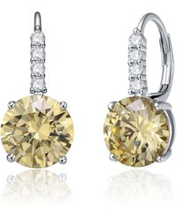 Genevive Jewelry - Rachel Glauber Elegant Basket-Set Drop Earrings With Colored Cubic Zirconia - Lyst