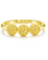 Unaloe - Plated Three Sphere Ring – Textured Bead Ring For - Lyst