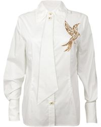 House of Laines London - Laines Couture Tie Shirt With Embellished Bird Of Paradise - Lyst