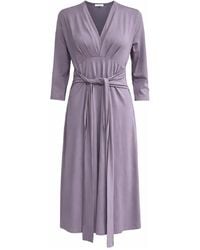 Conquista - Elegant Wrap-Style Midi Dress With Tie Waist - Lyst