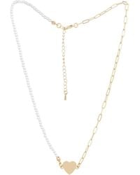 Saachi - Golden Heart Pearl Chain Necklace - Lyst