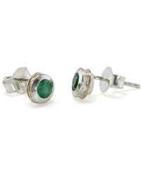 Isla Silver - Handmade Sterling Emerald Stud Earrings - Lyst
