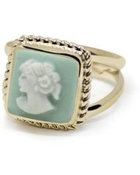 Vintouch Italy - The Beloved Gold-plated Green Cameo Ring - Lyst