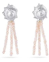 Arianne Delaney - Sterling Astra Shell & Pearls Dangle & Drop Earrings - Lyst