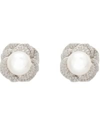 LÁTELITA London - Pearl And Rose Petals Stud Earrings - Lyst
