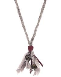 Anchor and Crew - Tigers Eye Marcus, Stone & Braided Cotton Voile Skinny Necklace X Wrap Bracelet - Lyst