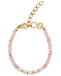 Nialaya - Beaded Bracelet With Pink Opal And Mini Pearls - Lyst